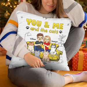 You Me And The Lovely Cats - Cat Personalized Custom Pillow - Christmas Gift For Husband Wife, Pet Owners, Pet Lovers