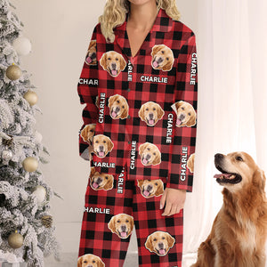 Custom Photo May Your Days Be Furry & Bright - Dog & Cat Personalized Custom Face Photo Pajamas - Christmas Gift For Pet Owners, Pet Lovers