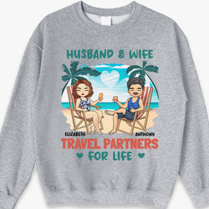 Husband & Wife - Travel Partners For Life - Couple Personalized Custom Unisex T-shirt, Hoodie, Sweatshirt - Summer Vacation, Gift For Husband Wife, Anniversary