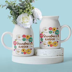 Love Grows In Grandma's Garden - Family Personalized Custom Home Decor Flower Vase - House Warming Gift For Mom, Grandma