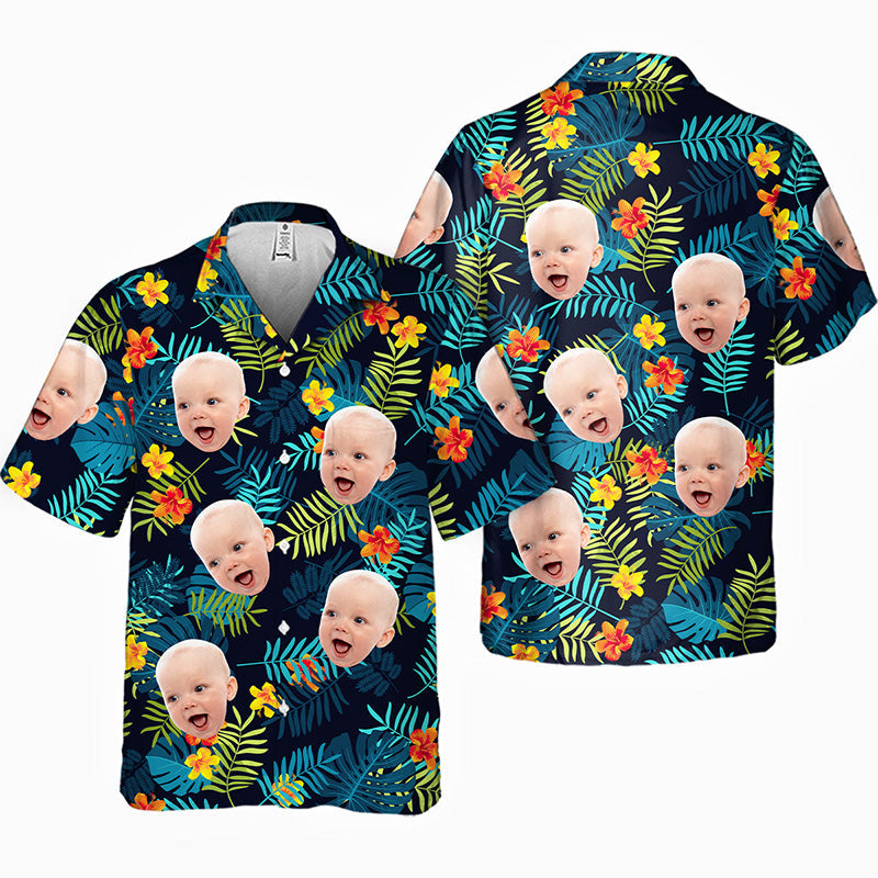 Custom Photo Tropical Vibes Only - Family Personalized Face Custom Unisex Tropical Hawaiian Aloha Shirt - Summer Vacation Gift, Gift For Family Members