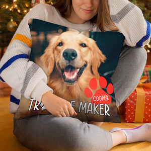 Custom Photo Trouble Maker - Dog & Cat Personalized Custom Pillow - Gift For Pet Owners, Pet Lovers
