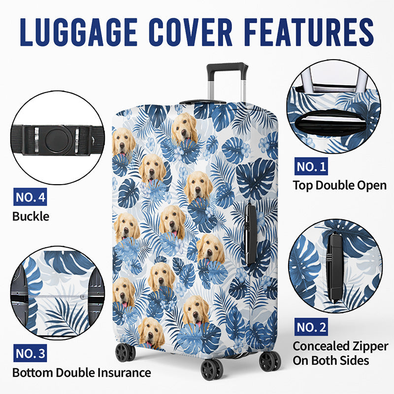 Custom Photo Love Is A Four-Legged Word - Dog & Cat Personalized Custom Luggage Cover - Holiday Vacation Gift, Gift For Adventure Travel Lovers, Pet Owners, Pet Lovers