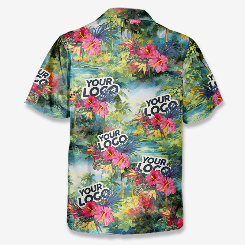 Custom Photo Let The Summer Begin - Company Logo Personalized Custom Unisex Tropical Hawaiian Aloha Shirt - Summer Vacation Gift, Gift For Coworker, Team Members