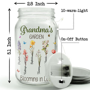 Grandma's Garden Is Grown With Seeds Of Love - Family Personalized Custom Mason Jar Light - Gift For Grandma