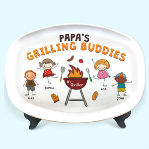 Grilling Buddies - Family Personalized Custom Platter - Father's Day, Birthday Gift For Dad