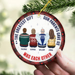 Custom Name Sibling Christmas Gifts - Personalized Ceramic Ornament