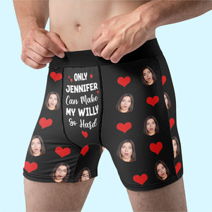 Custom Photo Only She Can Jingle My Bells - Funny Personalized Custom Boxer Briefs, Men's Boxers - Birthday Gift For Boyfriend, Husband, Anniversary