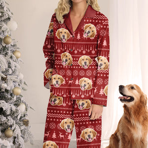 Custom Photo Have A Pawesome Christmas - Dog & Cat Personalized Custom Face Photo Pajamas - Christmas Gift For Pet Owners, Pet Lovers