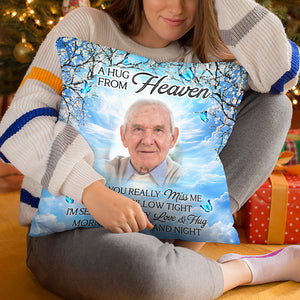 Custom Photo A Hug From Heaven - Memorial Personalized Custom Pillow - Sympathy Gift For Family Members