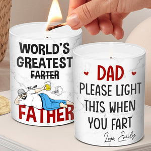 World's Greatest Farter - Family Personalized Custom Smokeless Scented Candle - Father's Day, Birthday Gift For Dad