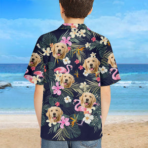 Custom Photo Kid Summer Time - Dog & Cat Personalized Custom Unisex Tropical Hawaiian Aloha Shirt - Summer Vacation Gift, Birthday Gift For Kids, Pet Owners, Pet Lovers