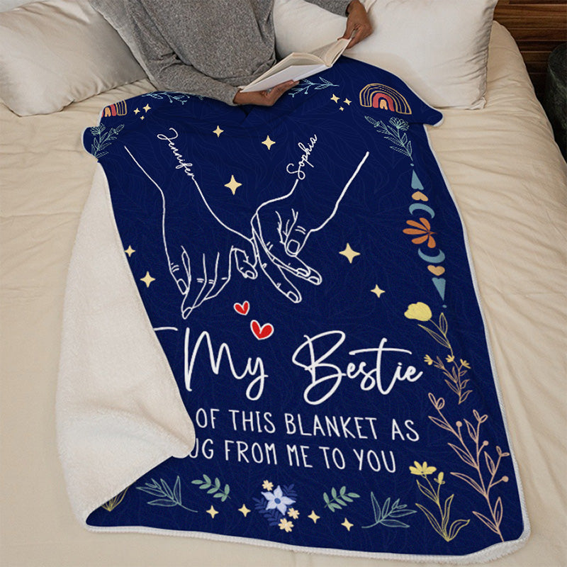 Not Sister By Blood But Sister By Heart - Bestie Personalized Custom Blanket - Gift For Best Friends, BFF, Sisters