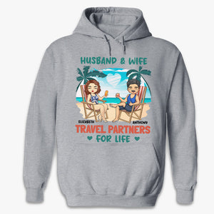 Husband & Wife - Travel Partners For Life - Couple Personalized Custom Unisex T-shirt, Hoodie, Sweatshirt - Summer Vacation, Gift For Husband Wife, Anniversary