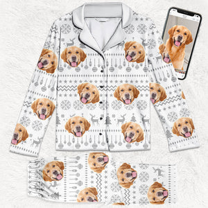 Custom Photo Have A Pawesome Christmas - Dog & Cat Personalized Custom Face Photo Pajamas - Christmas Gift For Pet Owners, Pet Lovers