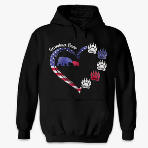Mama Bear Patriotic Heart - Gift For 4th Of July - Personalized Unisex T-Shirt