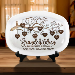 Grandchildren Are The Greatest Blessing - Family Personalized Custom Platter - Mother's Day, Birthday Gift For Grandma