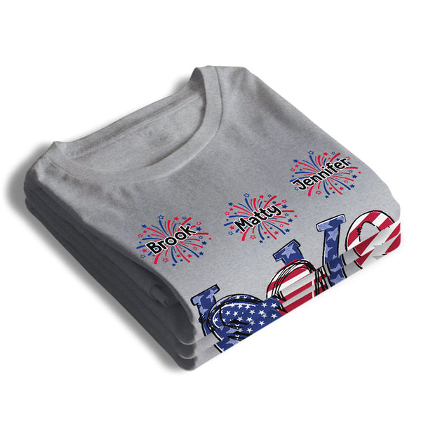 Love Being A Granny - Family Personalized Custom T-Shirt, Hoodie, Sweatshirt - 4th Of July - US Independence Day, Birthday Gift For Grandma, Hoodie