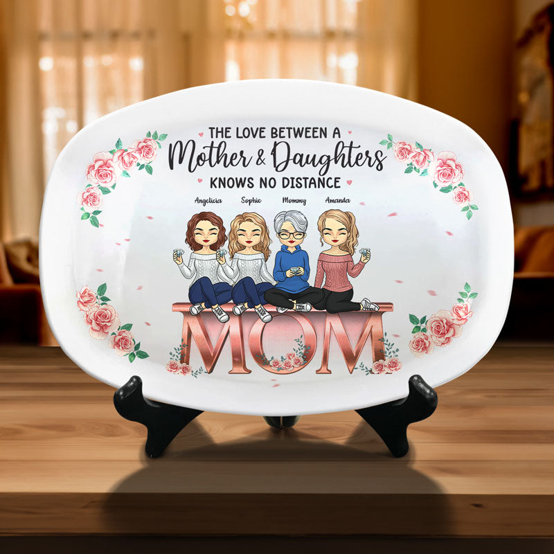 The Love Between Mother & Daughters - Family Personalized Custom Platter - Mother's Day, Birthday Gift For Mom