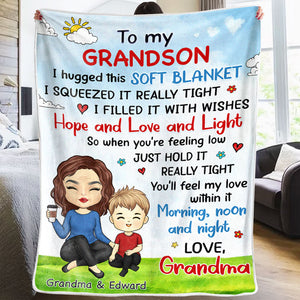 I Hugged This Soft Blanket - Family Personalized Custom Blanket - Birthday Gift For From Mom, Grandma