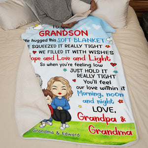 When You're Feeling Low Just Hold It - Family Personalized Custom Blanket - Gift From Grandma, Grandpa