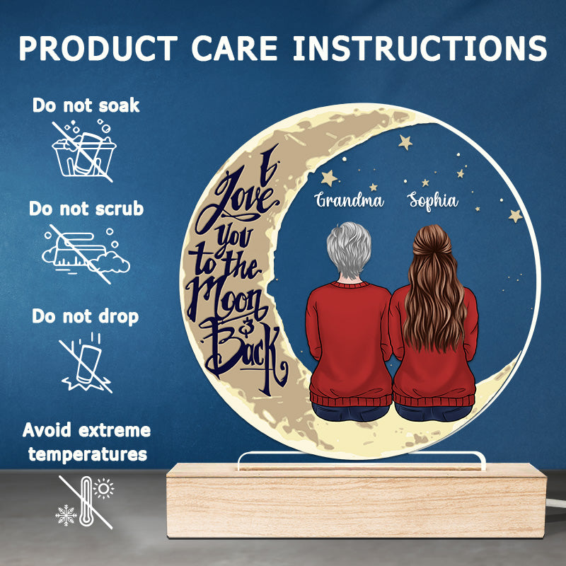 We Love You To The Moon And Back - Memorial Personalized Custom Round Shaped 3D LED Light - Sympathy Gift, Gift For Family Members