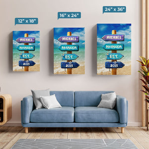 Love You To The Beach And Back - Couple Personalized Custom Vertical Canvas - Gift For Husband Wife, Anniversary