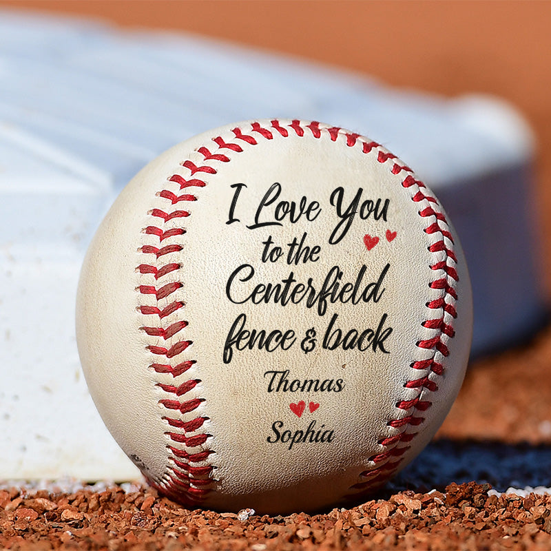 Custom Photo Love You To The Centerfield Fence And Back - Couple Personalized Custom Baseball - Gift For Husband Wife, Anniversary