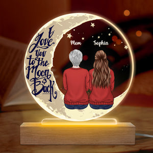 We Love You To The Moon And Back - Memorial Personalized Custom Round Shaped 3D LED Light - Sympathy Gift, Gift For Family Members