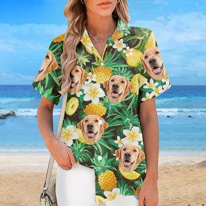 Custom Photo Summer Time Pineapple Style - Dog & Cat Personalized Custom Unisex Tropical Hawaiian Aloha Shirt - Summer Vacation Gift, Gift For Pet Owners, Pet Lovers