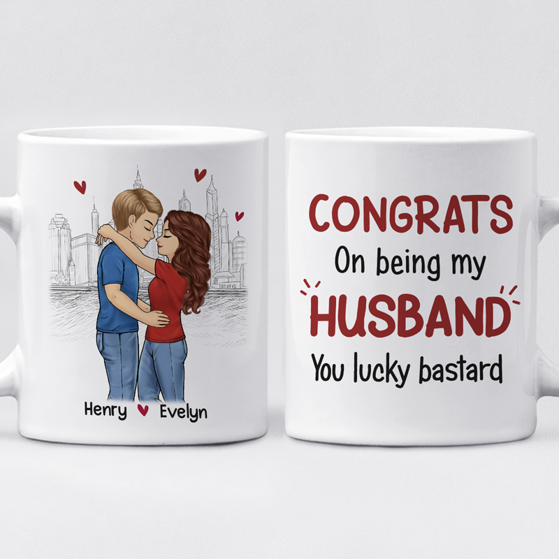 Congrats On Being My Bestfriend - Couple Personalized Custom Mug - Gift For Husband Wife, Anniversary