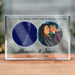 Custom Photo I Love You More Than The Stars In The Sky - Couple Personalized Custom Rectangle Shaped Acrylic Plaque - Gift For Husband Wife, Anniversary