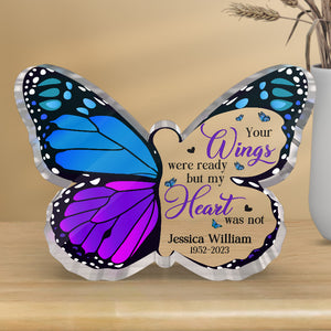 Butterflies Appear When Angels Are Near - Memorial Personalized Custom Butterfly Shaped Acrylic Plaque - Sympathy Gift For Family Members