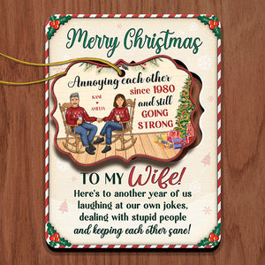 Here's To Another Year Of Us - Couple Personalized Custom Wooden Card With Pop Out Ornament - Christmas Gift For Husband Wife, Anniversary