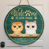 Welcome To My Home The Humans Just Live Here With Me - Cat Personalized Custom Shaped Home Decor Wood Sign - House Warming Gift For Pet Owners, Pet Lovers