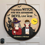 Custom Name Wicked Witch Couple Decor - Personalized Wood Sign