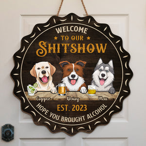 Human, Remember To Bring Us Alcohol - Dog & Cat Personalized Custom Shaped Home Decor Wood Sign - House Warming Gift For Pet Owners, Pet Lovers