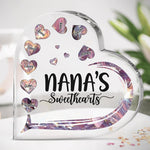 Grandma's Sweethearts - Family Personalized Custom Heart Shaped Acrylic Plaque - Birthday Gift For Grandma
