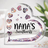 Grandma's Sweethearts - Family Personalized Custom Heart Shaped Acrylic Plaque - Birthday Gift For Grandma
