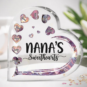 Grandma's Sweethearts - Family Personalized Custom Heart Shaped Acrylic Plaque - Birthday Gift For Grandma
