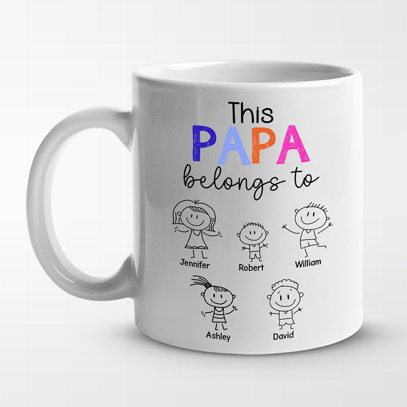 This Daddy Belongs - Family Personalized Custom Mug - Father's Day, Birthday Gift For Dad