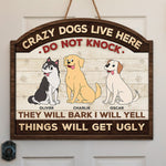 Custom Name Crazy Dog Warning Gifts for Dog Lovers - Personalized Wood Sign