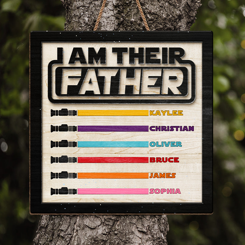 I'm Their Father - Family Personalized Custom Shaped Home Decor Wood Sign - Father's Day, House Warming Gift For Dad