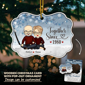 Another Year Of Us Laughing At Our Own Jokes - Couple Personalized Custom Wooden Card With Pop Out Ornament - Christmas Gift For Husband Wife, Anniversary