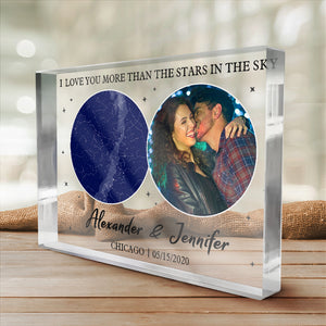 Custom Photo I Love You More Than The Stars In The Sky - Couple Personalized Custom Rectangle Shaped Acrylic Plaque - Gift For Husband Wife, Anniversary