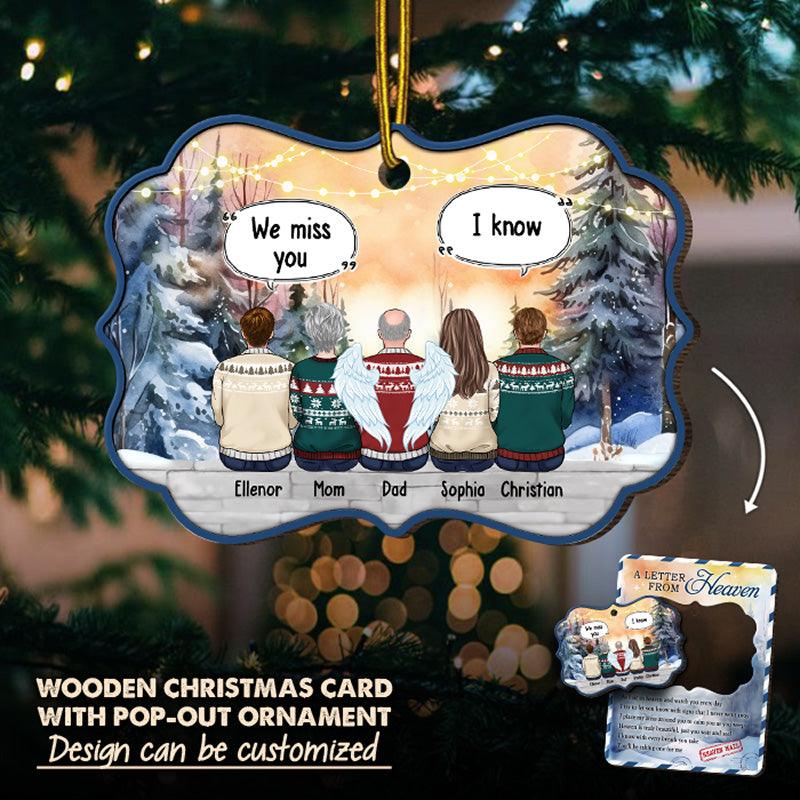 As We Sit In Heaven - Memorial Personalized Custom Wooden Card With Pop Out Ornament - Christmas Gift, Sympathy Gift For Family Members