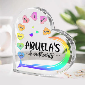 Grandma's Sweethearts - Family Personalized Custom Heart Shaped Acrylic Plaque - Birthday Gift For Grandma