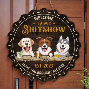 Human, Remember To Bring Us Alcohol - Dog & Cat Personalized Custom Shaped Home Decor Wood Sign - House Warming Gift For Pet Owners, Pet Lovers