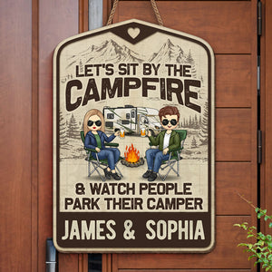 Here For A Good Time - Camping Personalized Custom Shaped Home Decor Wood Sign - House Warming Gift For Couples, Husband Wife, Camping Lovers