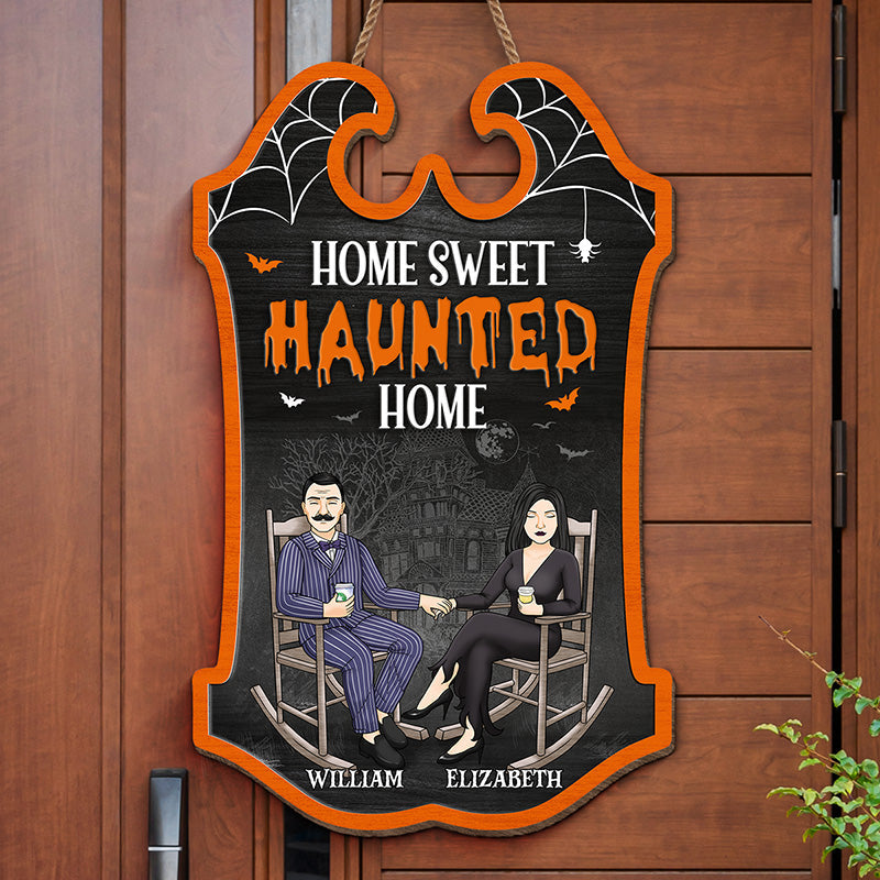 They’re Kooky Mysterious And Spooky - Couple Personalized Custom Shaped Home Decor Wood Sign - Halloween Gift For Husband Wife